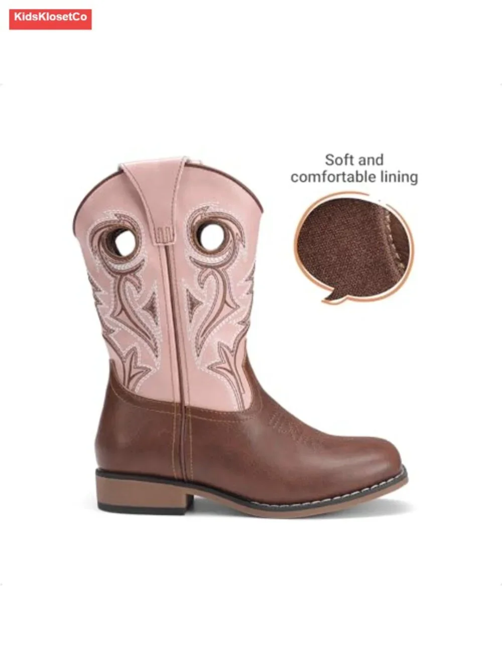 Western Kids Cowboy Boots Square Toe Pull-On TPR Outsole